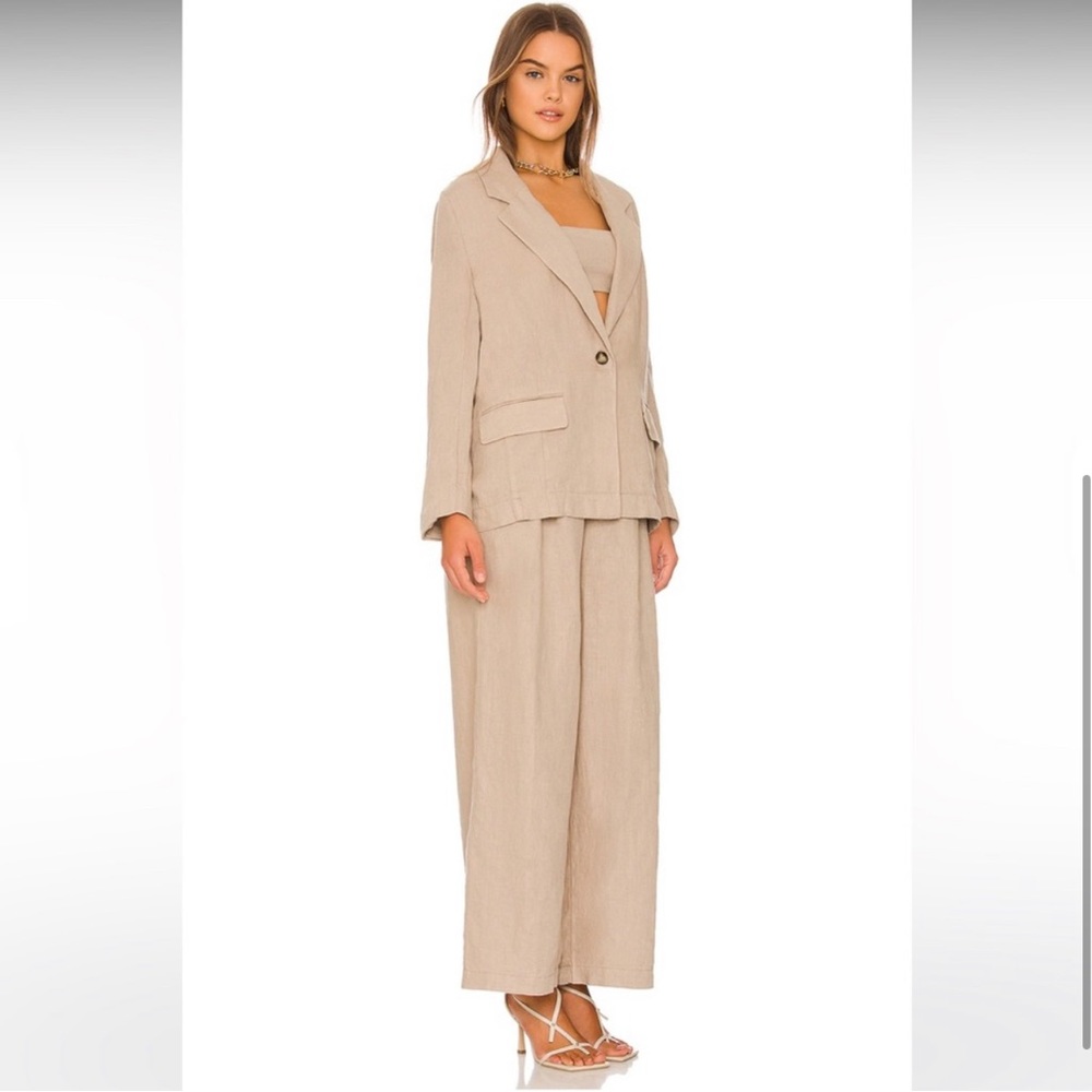 Free People Linen Suit Set Size Medium Neutral